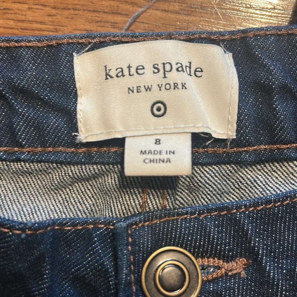 Kate Spade Blue Flare Wide Leg Jeans with Folded Cuff size 8 NWT - Picture 8 of 10